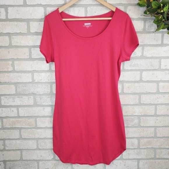 SMART TREND Short Sleeve Long Shirt Dress Pink Size L - Picture 4 of 4